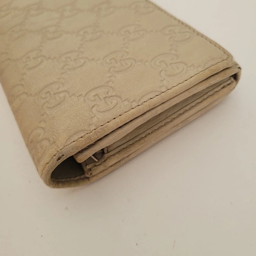 Gucci Guccissima Long Wallet Beige Leather GG Monogram Continental Flap 181593 - Picture 14 of 16